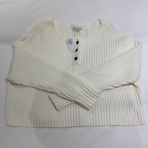 creamy white AE knit sweater with buttons